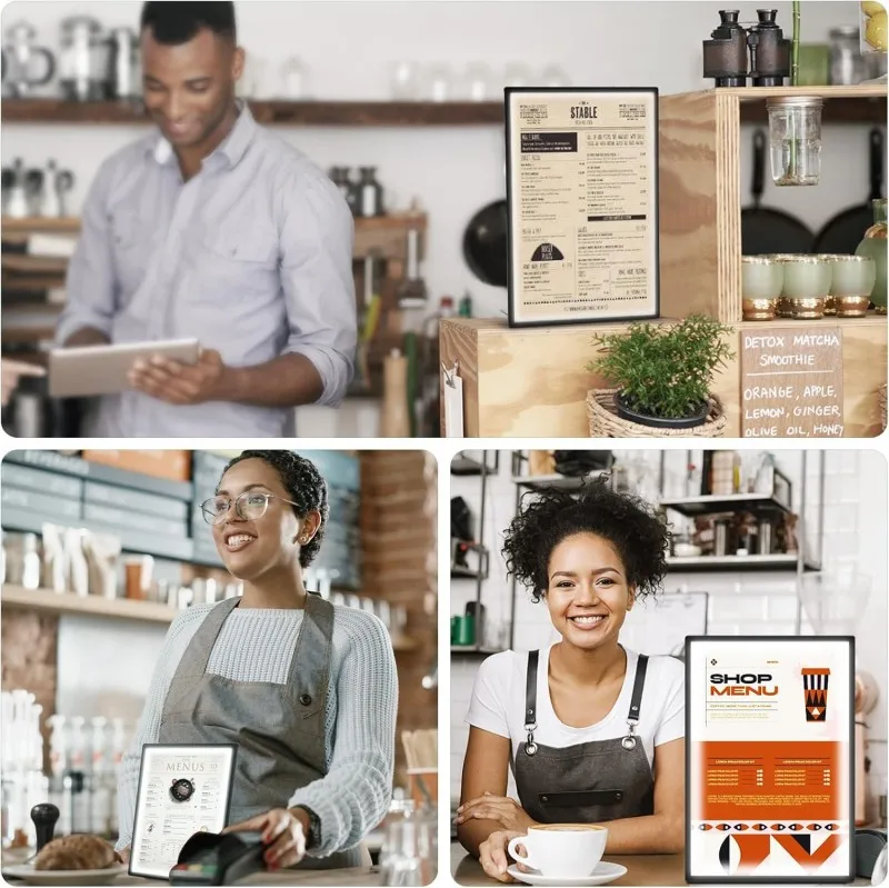 LED Pull-out Light Box Ultra Slim Backlit Poster Menu Lightbox Quick Swap Poster Tempered Glass for Restaurant Cafe