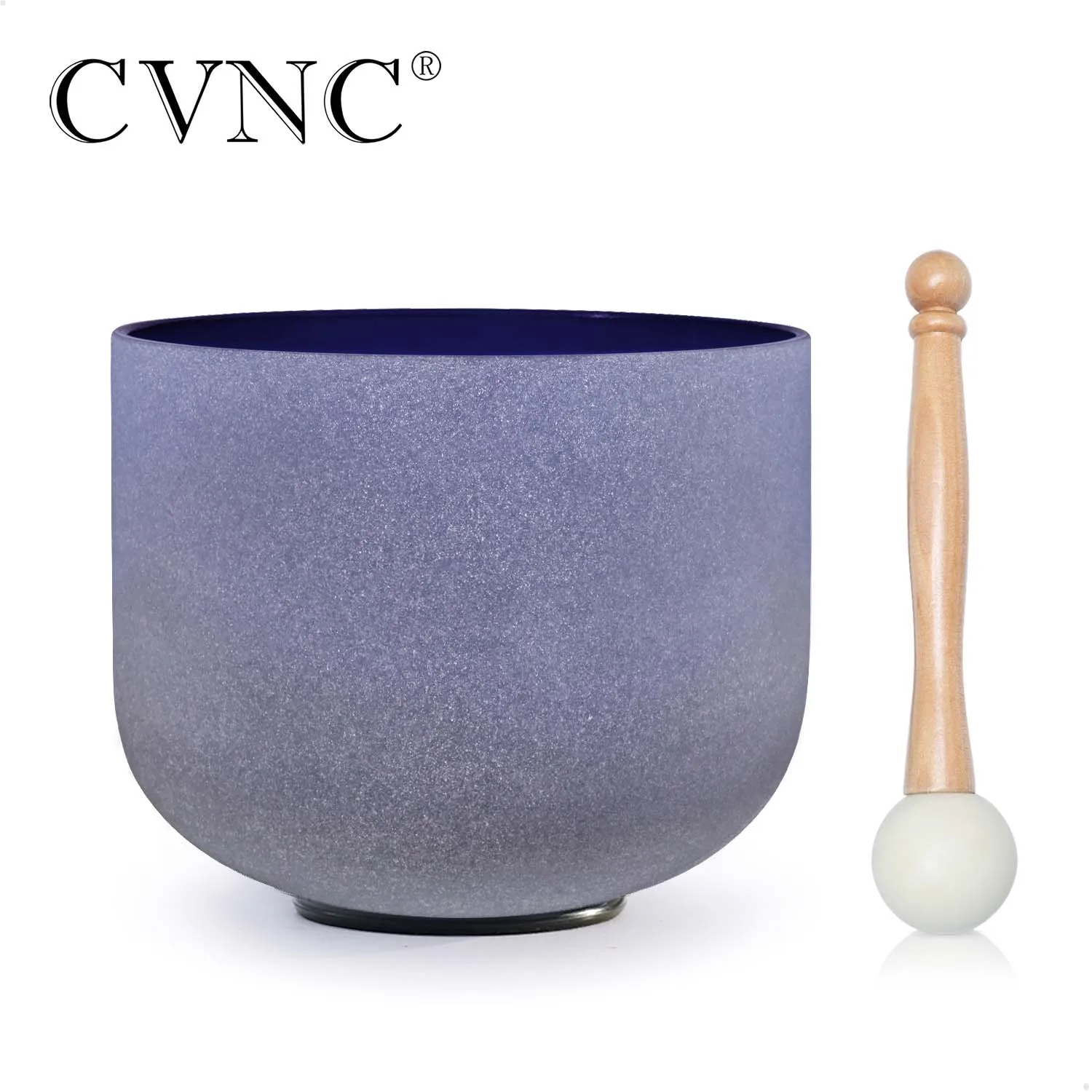 

CVNC 8 Inch A Note Third Eye Chakra Indigo Color Frosted Quartz Crystal Singing Bowl 440/432Hz for Sound Healing and meditation