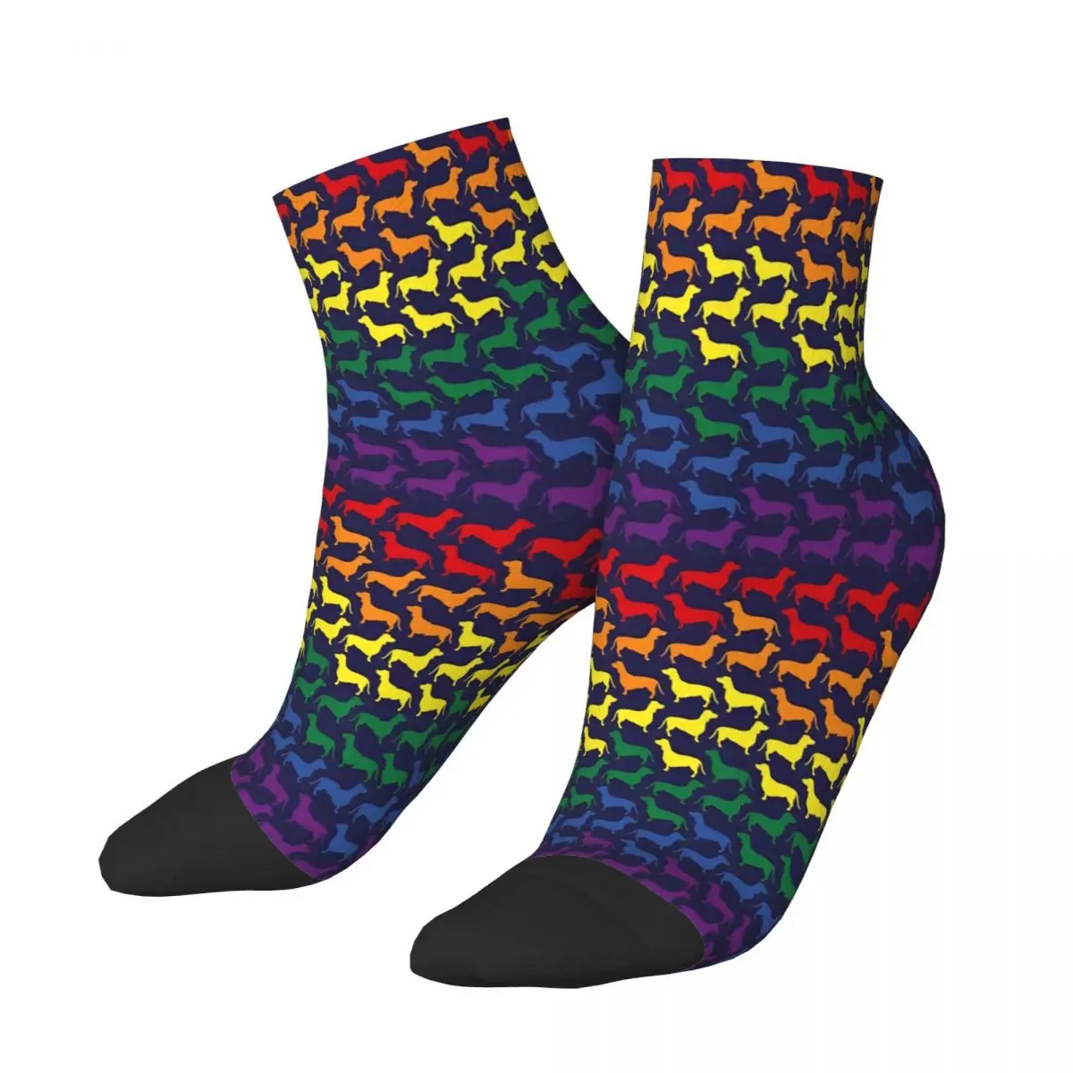 Rainbow Dachshund Flag Dachshund Ankle Socks Male Mens Women Winter Stockings Printed