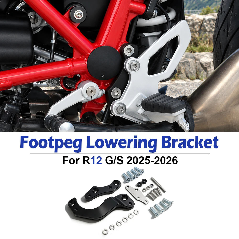 R12G/S R12GS Motorcycle Standing Riding Rear Footpeg Lowering Bracket Footrest Descender Kit For BMW R12 GS R12 G/S 2025 2026