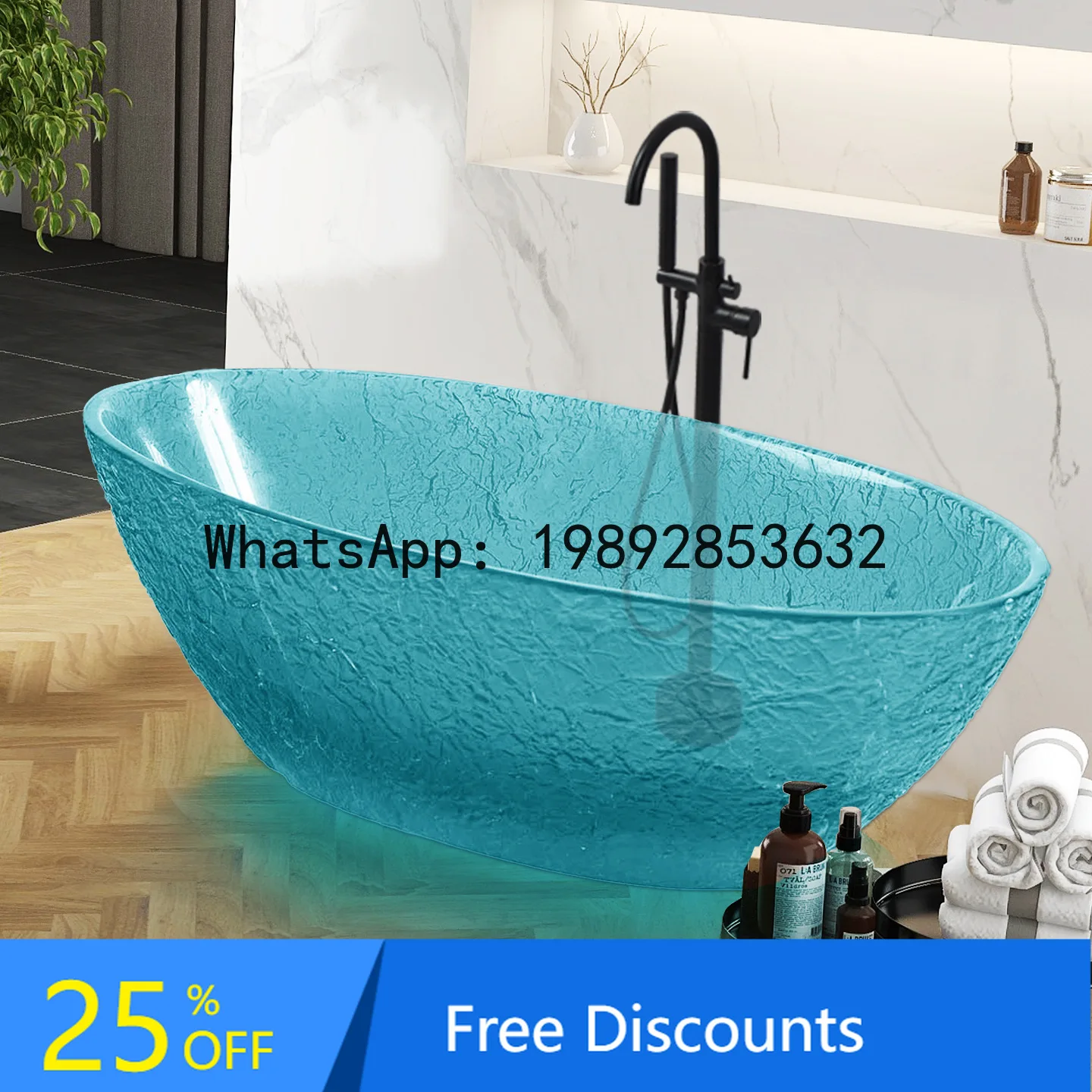 

CZ Ice Crack Transparent Color Crystal Resin Bathtub for Home, Engineering, Hotel, Internet Celebrity, Homestay, Villa