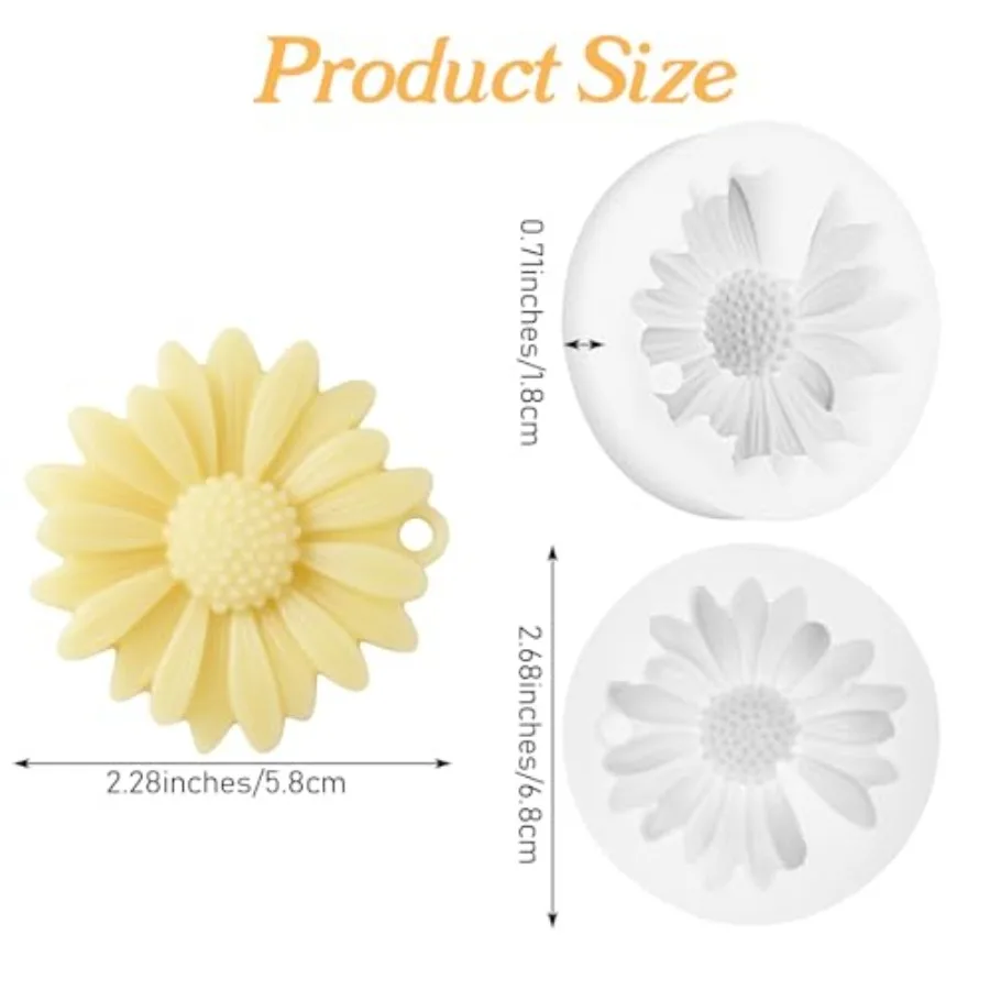 3 Pack Daisy Flower Silicone Candle Molds, Flower Resin Mold, 3D Silicone Candle Molds for Scented Candles Soaps Making, Wax, R