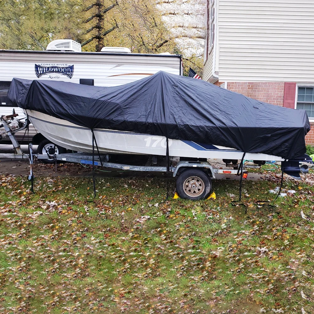 غطاء قارب مقاوم للماء في الهواء الطلق لحماية القارب من الماء والمطر والثلج والبريد مع شعار مخصص وحجم