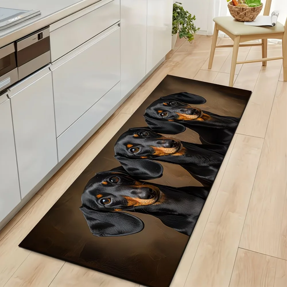 Dachshund Sausage Dog Print Kitchen Runner Rug Long Floor Mat Non-Slip Hallway Entrance Carpet Living Room Bedside Rug Decor