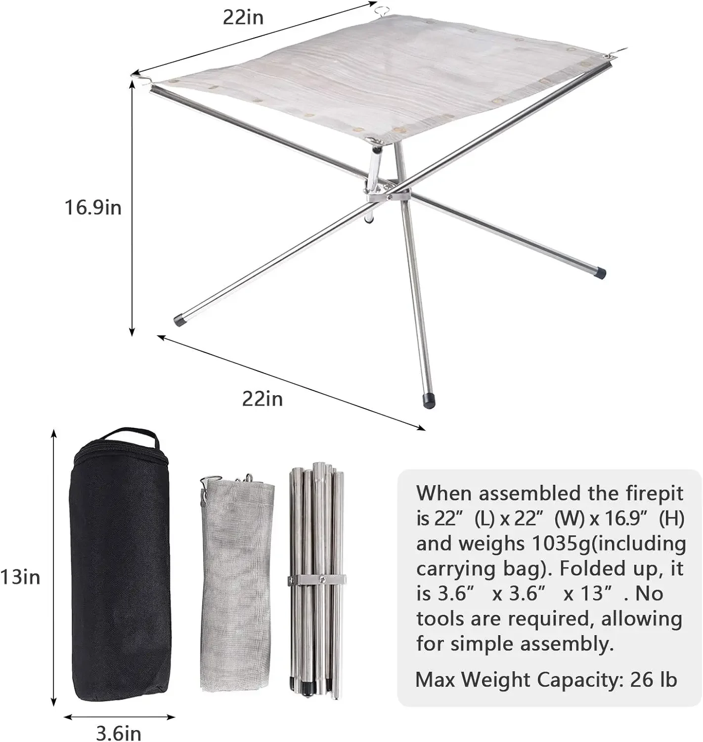 Compact Foldable Fire Pit Space Saving Design Steel Easy Transport for Camping and RVing