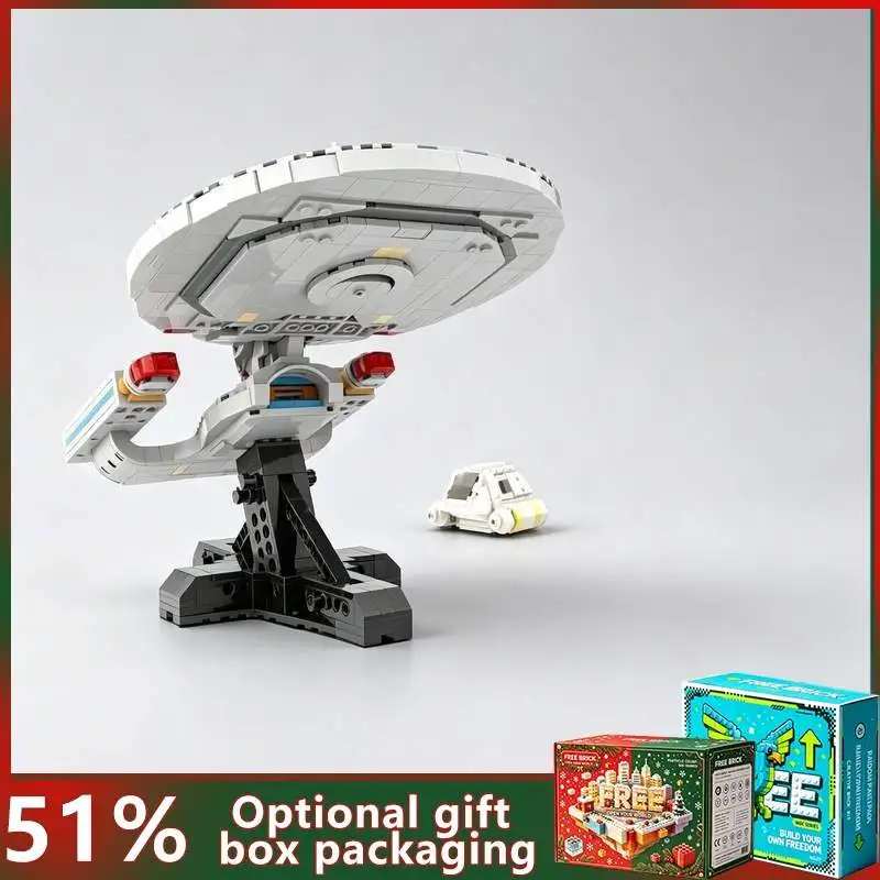 1062PCS Large Saucer Hull Space Starship With Shuttle Craft Model Custom Building Blocks DIY Creative Galaxy Display Toy Gift