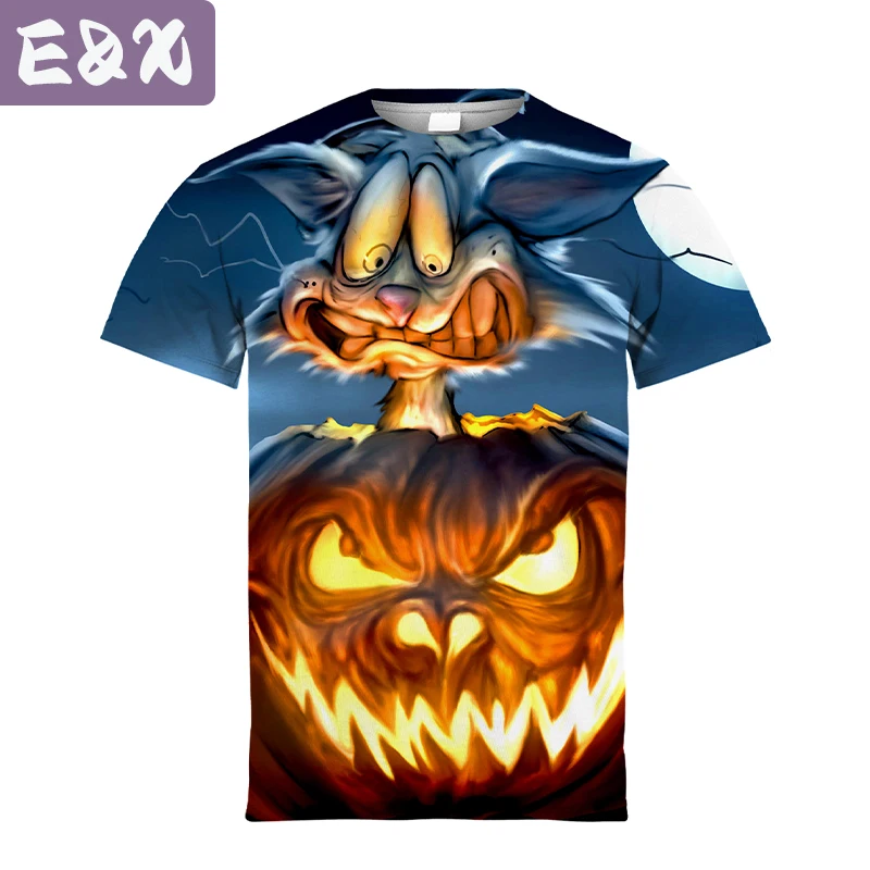 loween Crewne Camisetas para mulheres ex ort Sve Camiseta estampada de poliéster Ele Sle Summer Ciwalk Travel Home D...