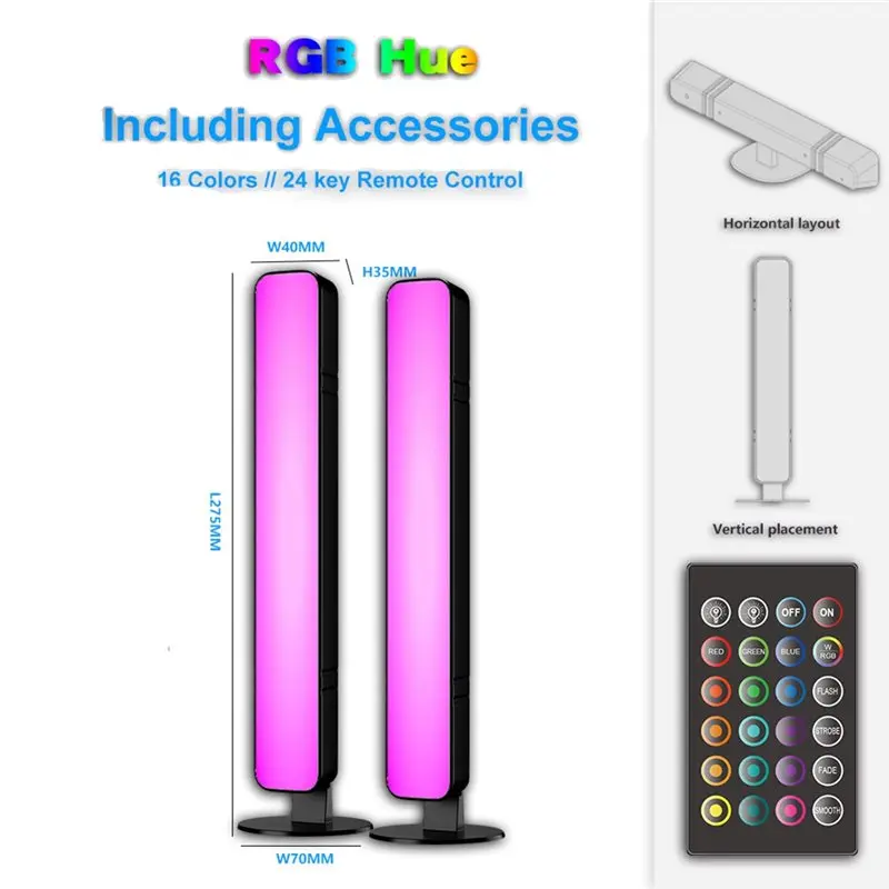 【NUOVISSIMO】2PCS RGB Pickup Light Music Rhythm Light Bar Luce da tavolo ricaricabile per l'arredamento della sala giochi, luce dell'atmosfera della festa