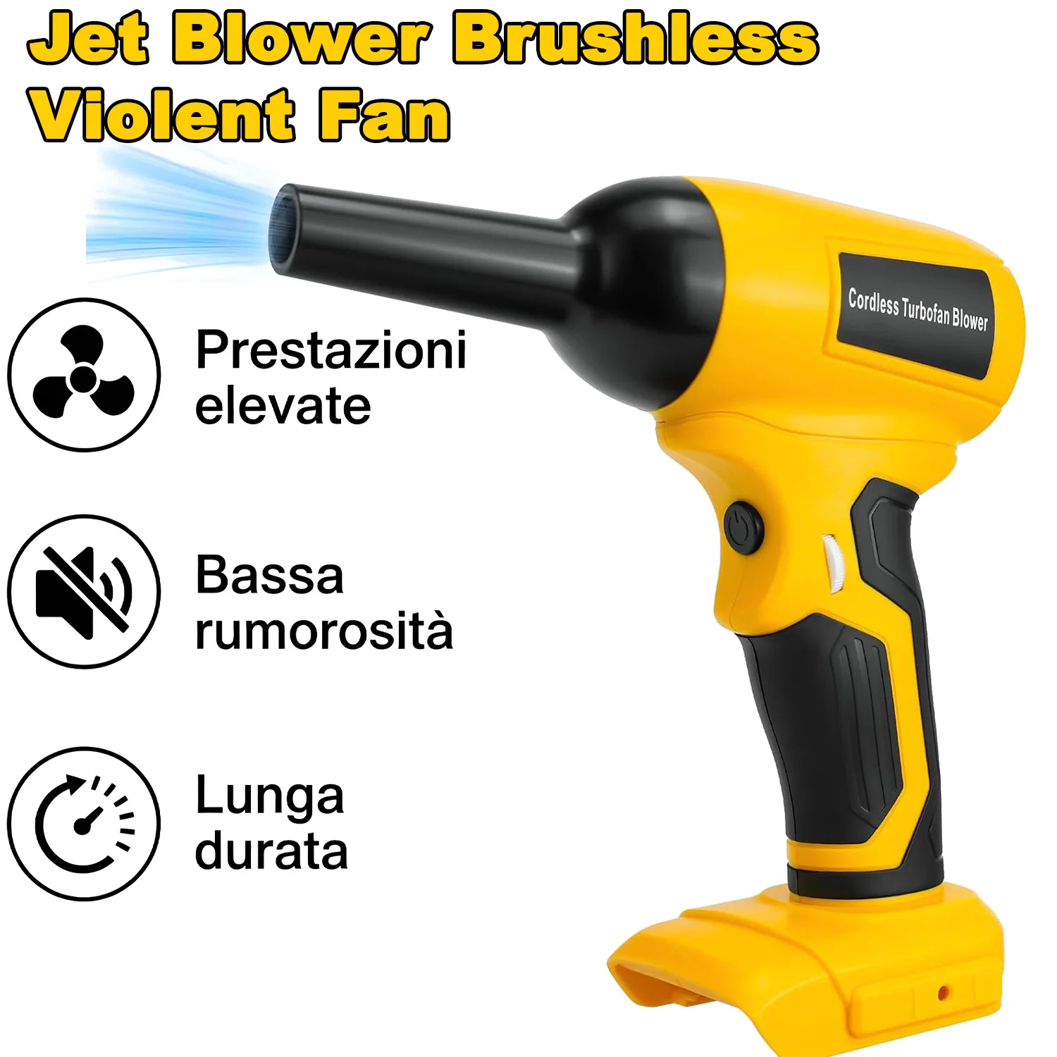 Jet Blower Brushless Violent Fan For Makita/Bosch/Dewalt/Milwaukee/Ryobi 18-20 V Battery Adjustable wind speed Handheld Dust Fan