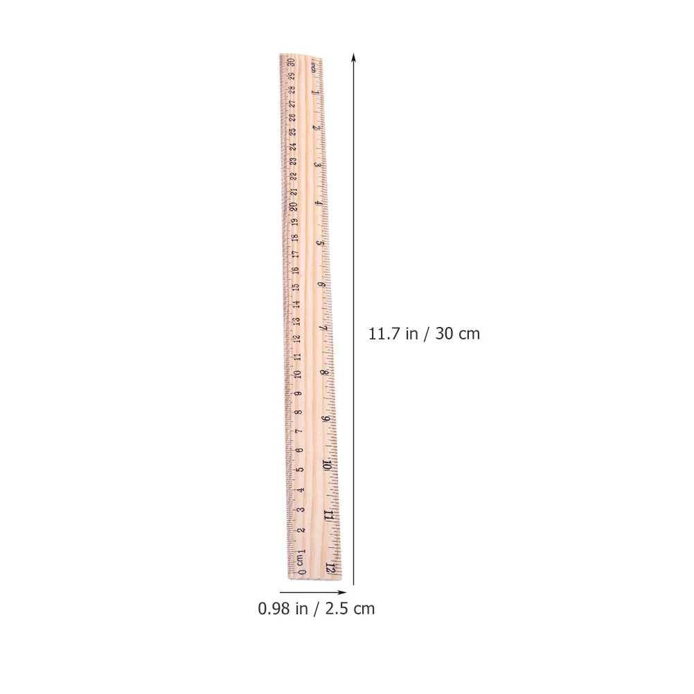 12Pcs Wooden Rulers Measuring Ruler for Students Drawing Engineering Woodworking Portable Straight Edge Ruler with Cm and Inch