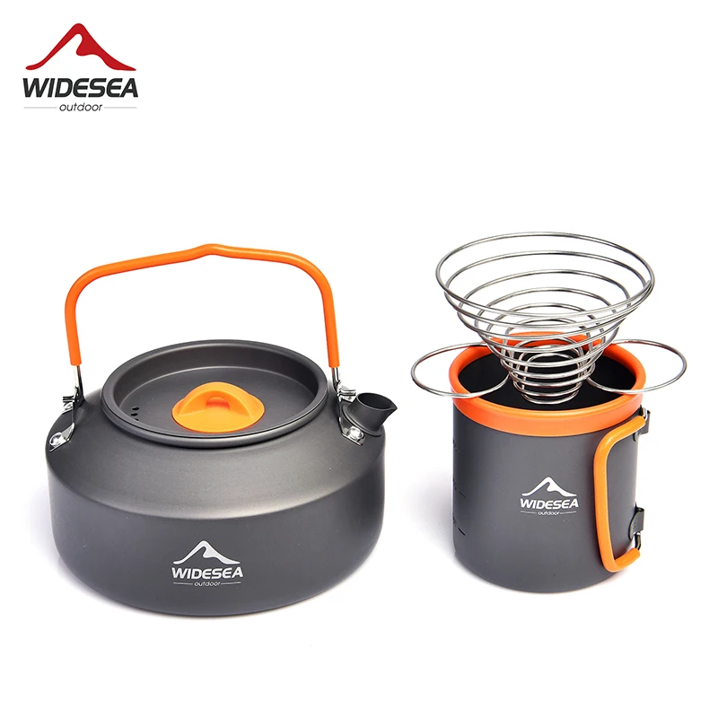 Widesea Camping Coffee Cookware Set Outdoor Tableware Equipment Mug Kettle Pot Cooking Teapot Filter Rack Cup Cauldron Tourism