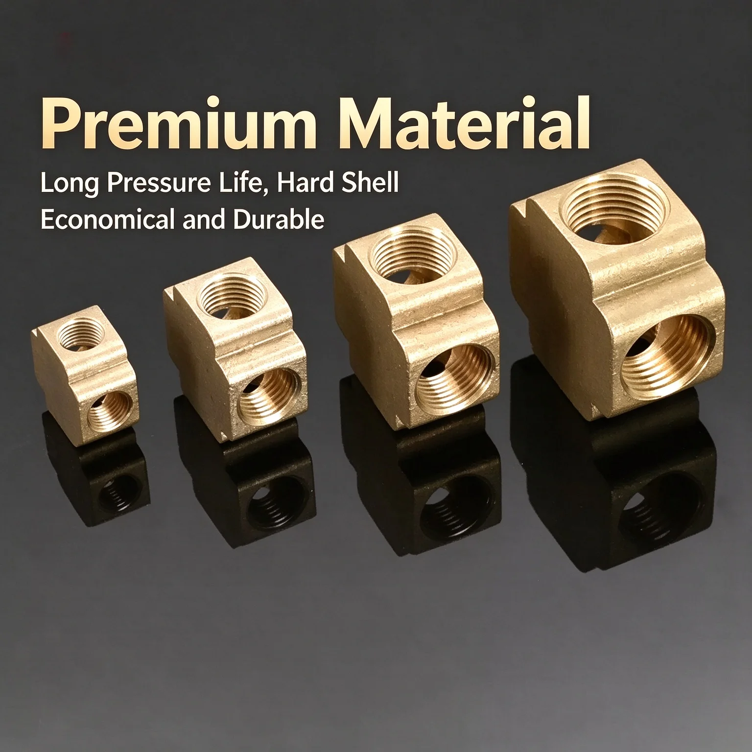 Brass Pneumatic Tee Cross - DN6/8/10 1-Point 2-Point 3-Point Square-Shaped Water Pipe Fitting with Triple Female-Thread for Plum