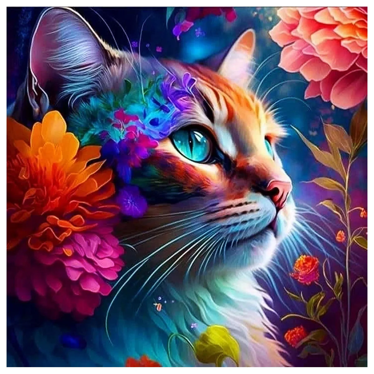 

Sunature 5D AB Full Square Round Drills Cat Diamond Painting Poured Glue Canvas