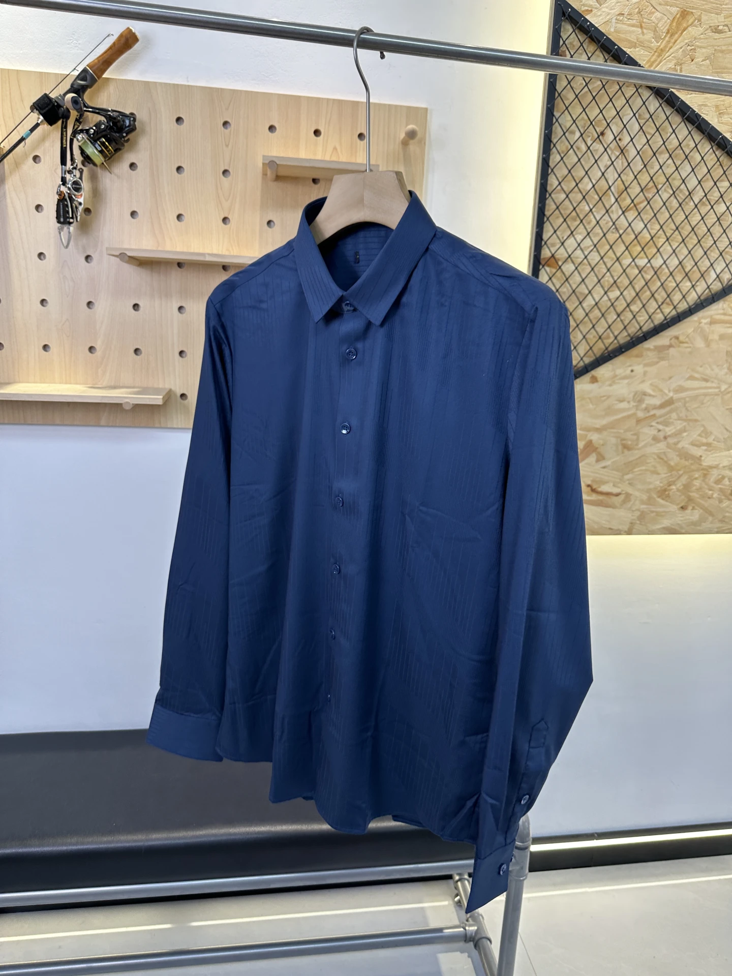 

Soft Long Sve Men's Busin irt Autumn Faionable Flip-Collar Polyester Fiber Skin-friendly Stand Fit Casual irt