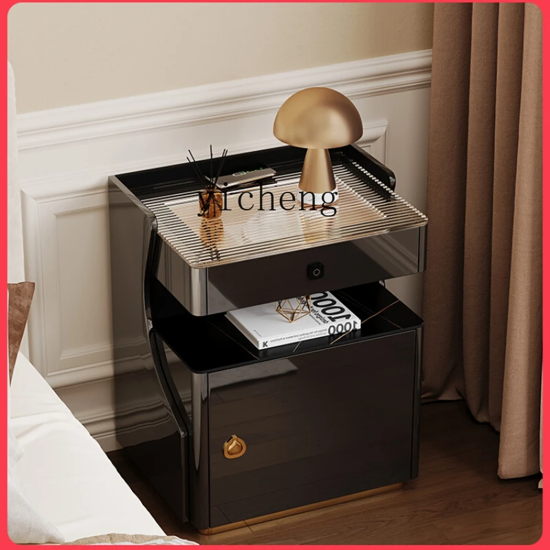 ZK smart bedside table modern simple bedroom home 2 light luxury high-end safe bedside table home decoration accessories