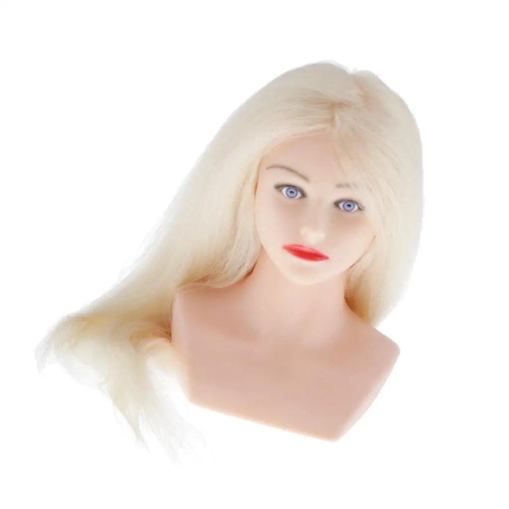Head Model Mannequin 100 Percent Human Hair Practice Head for Stylist School Training Wig Making and Accessory Use