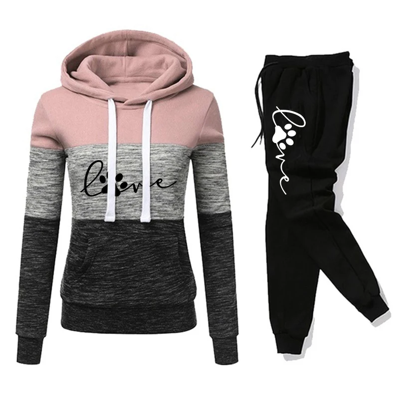 High Quality Jogging Hoodies Versatile Women\'s Tracksuit Daily Fashion Hot Sale Casual Pullovers Color Block Sweatpants Clothing