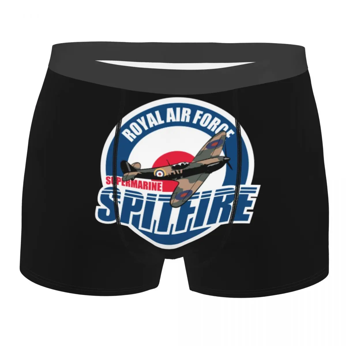 Custom RAF Spitfire Patch Royal Air Force Underwear Men Print Supermarine Airplane WW2 War Plane Pilot Aircraft Boxer Briefs