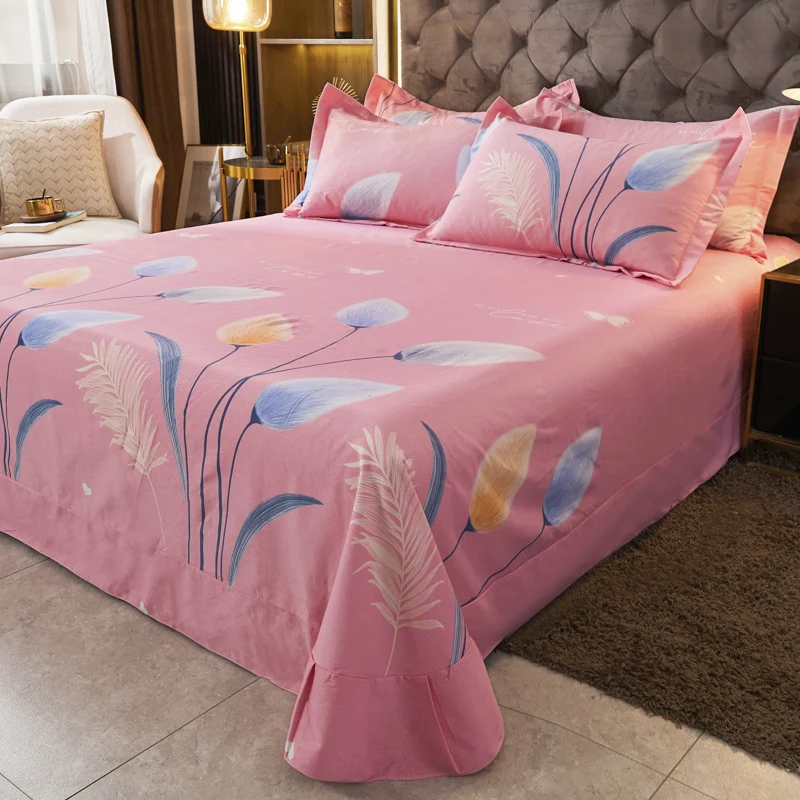 All Cotton Thickened Brushed Bed Sheet Geometric Printing Bedspread Skin Friendly Single Double Large Comfortable Bed Sheet