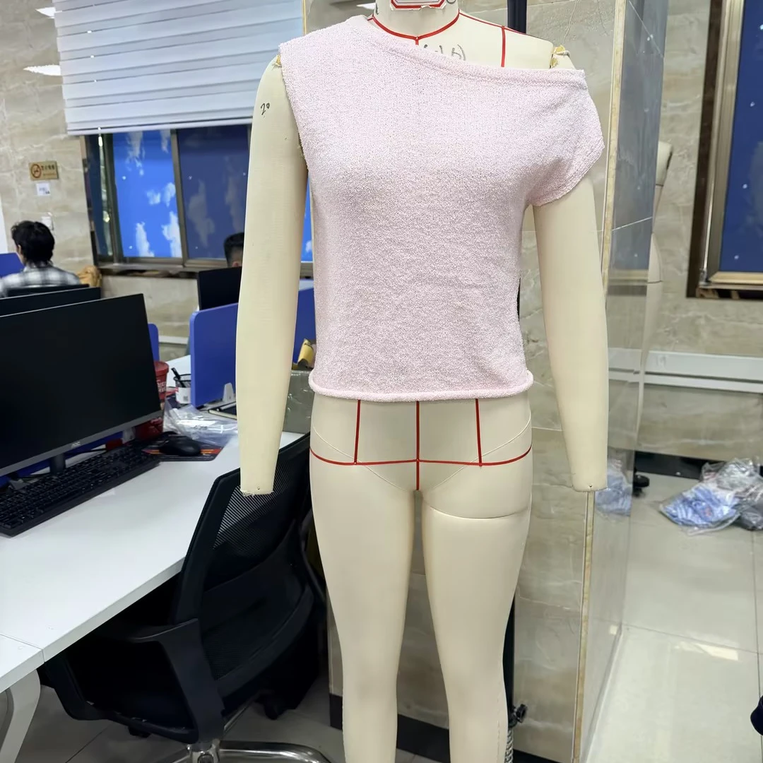 

Винтажная женская вязаная майка на одно плечо, однотонный летний повседневный жилет без рукавов с круглым вырезом, уличная одежда