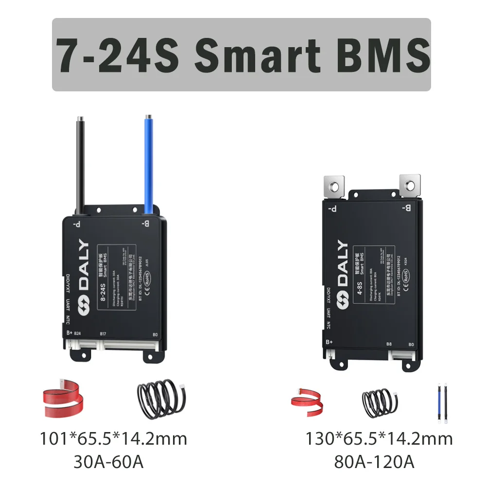 Daly Smart BMS 4S 6S 8S 12S 13S 14S 16S 17S 20S 24S Bluetooth BMS 30A 40A 60A 80A 100A 120A 150A 200A Lifepo4 Li-Ion LTO Batterij