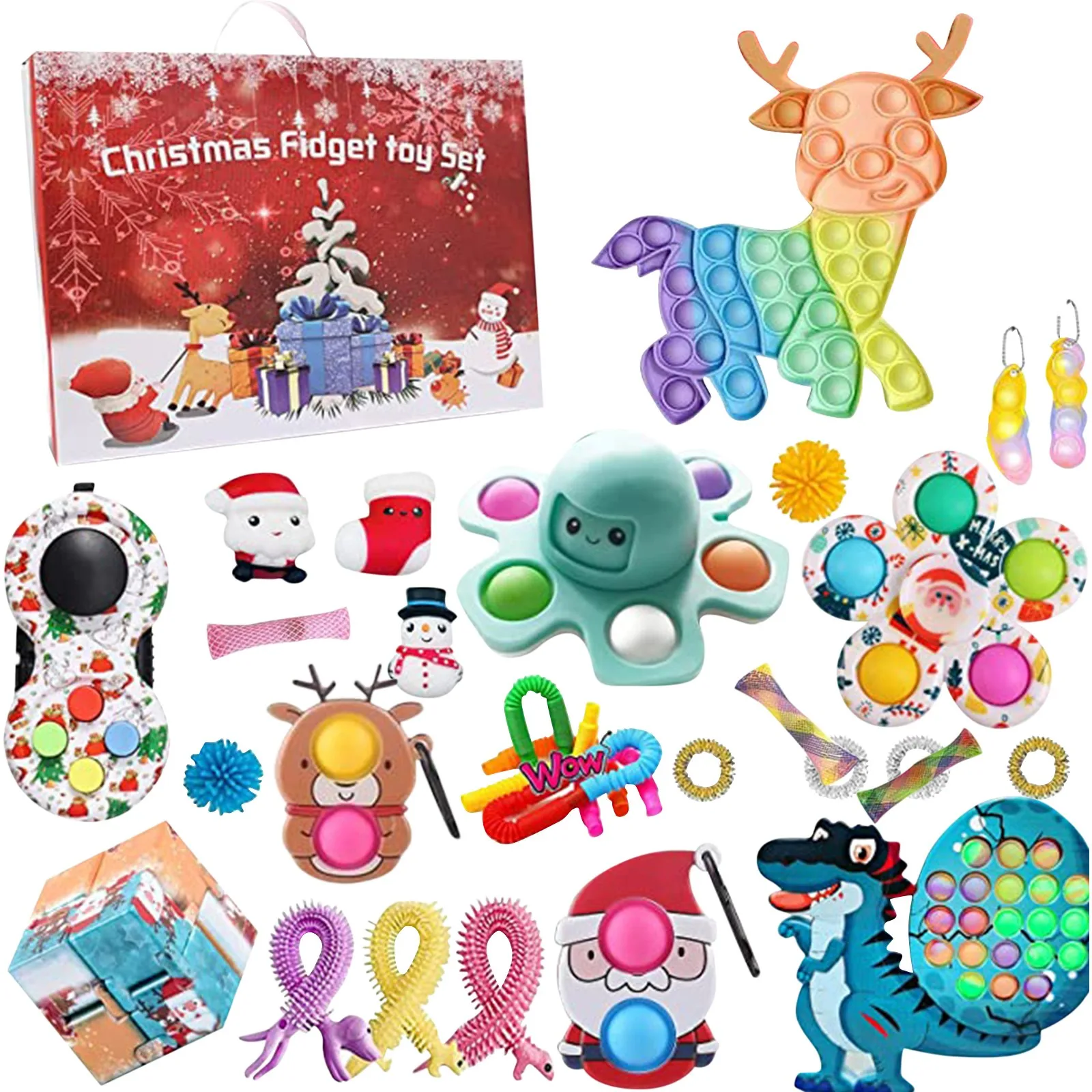 Colorful Christmas Fidget Toy Set Hot Sal Sensory Stress Relief Toys Bestseller Holiday Gift Box Kids Adults Collection 2026 T1