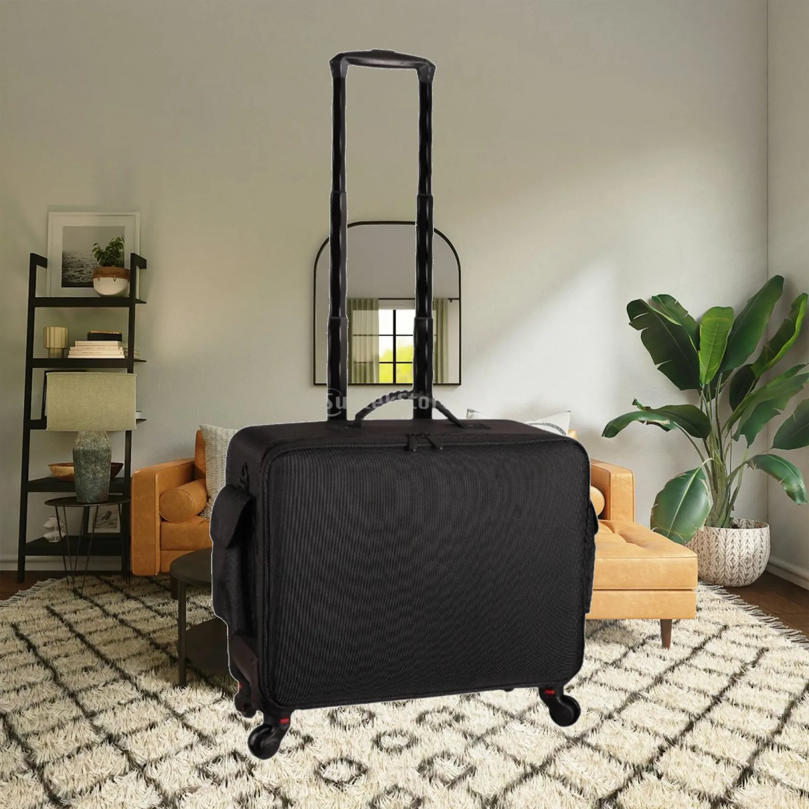 Rolling Makeup Case Water-Resistant Rolling Makeup Train Case with Clear Bags Beauty Trolley with Adjustable Dividers Portable
