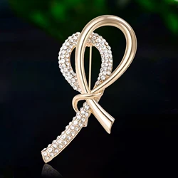 Rhinestone Bow Brooches for Women Layer Rope Pins Event Party Backpack Decoration Clothes Accessories