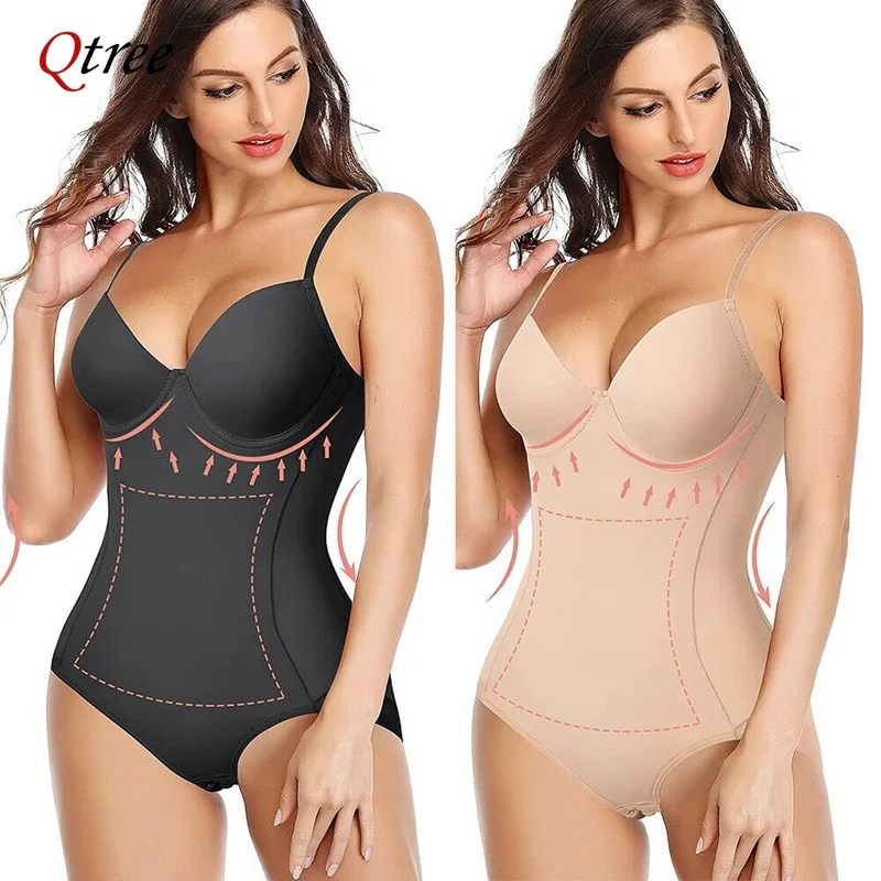 

Qtree Women Waist Trainer Bodysuit Slimming Shapewear Built in Underwire Bra Full Body Shaper Seamless Jumpsuits Tummy Control