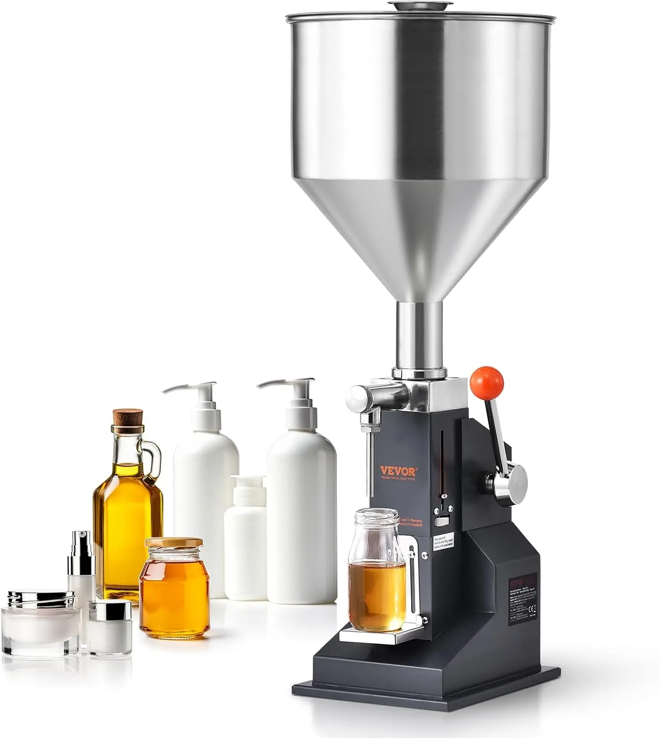 Manual Paste Liquid Filling Machine, 5-100ml Adjustable Bottle Filling Machine, Stainless Steel Liquid Filler with 11.5L H