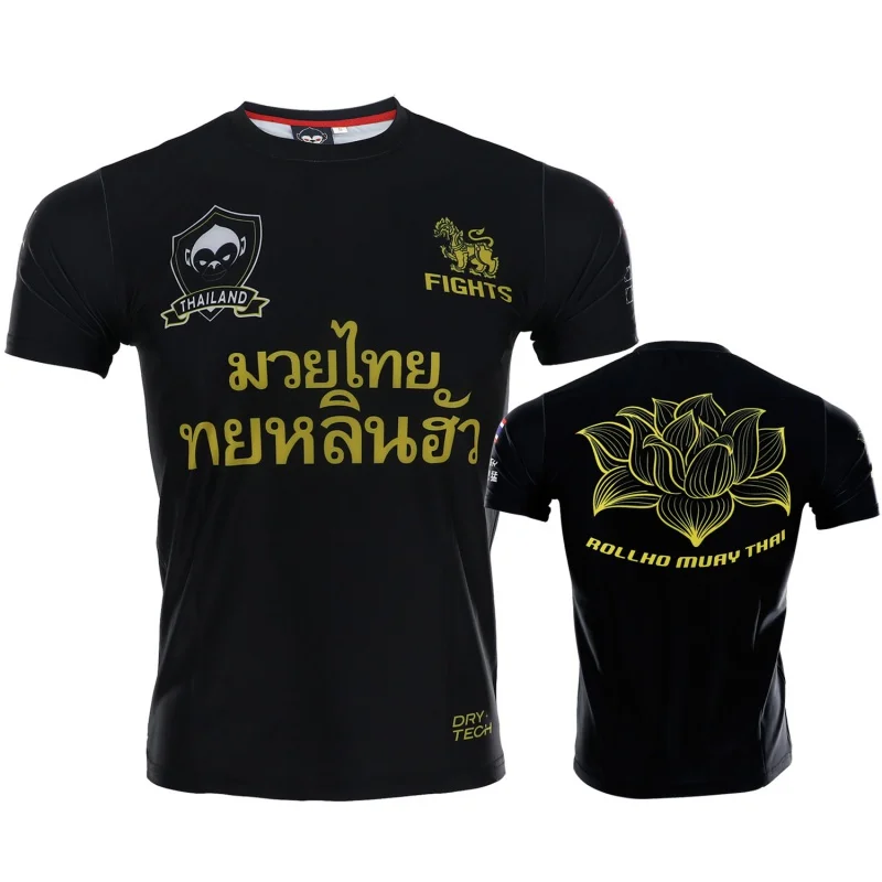 Lotus Short Sleeve MMA Running Leisure Fight Sports T-shirt Comprehensive Fighting Training Fitness Sanda Muay Thai Workout