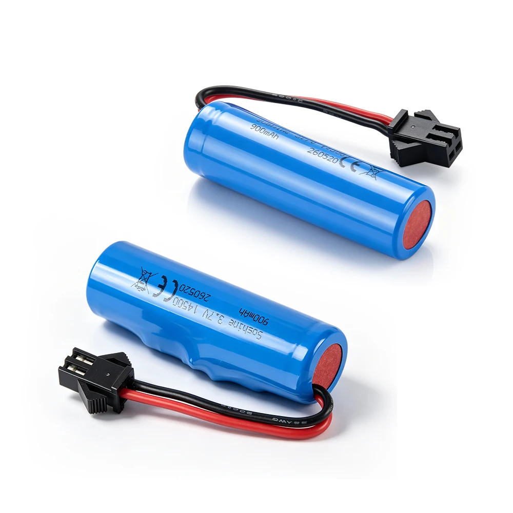 3.7V 900mAh Rechargeable Batteries with SM-2P Plug 14500 AA Li-ion Lithium Battery Longer Run Time for C2 D828 RC Stunt Dump Car