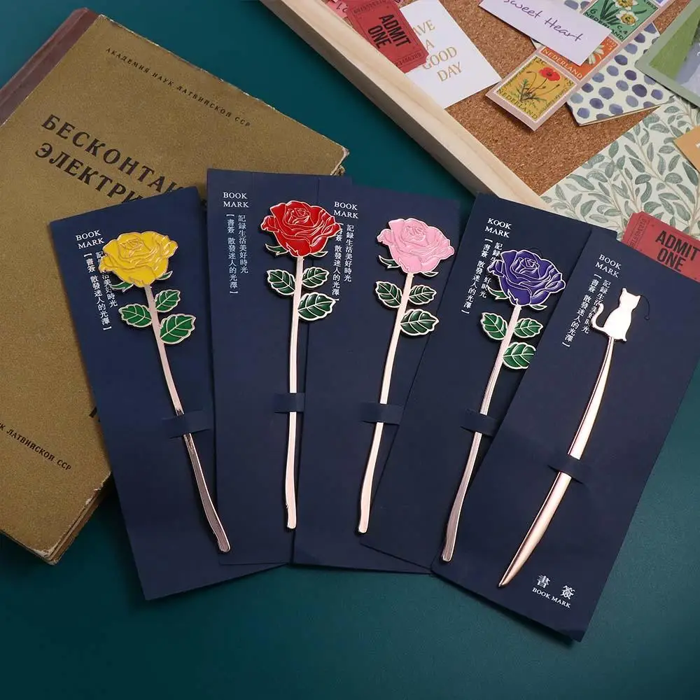 

Office Supplies Creative Cat Coloring Embossing Rose Page Folder Book Clip Positioning Clip Bookmark Alloy Bookmark