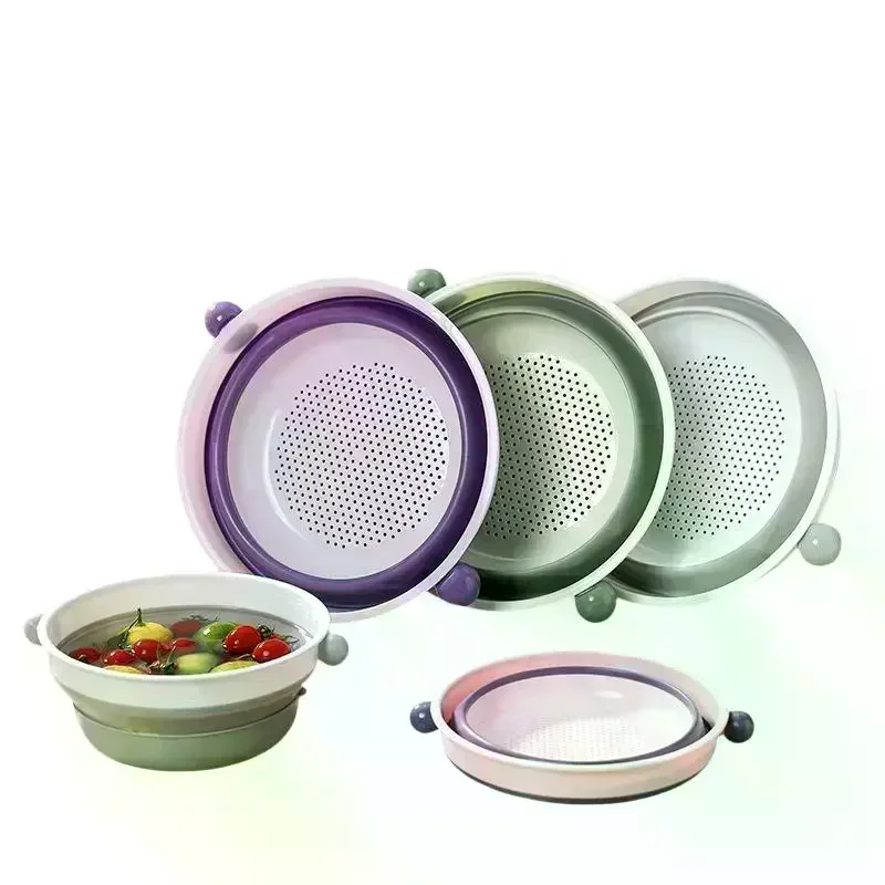[MA]Double Layer Collapsible Colander 2 In 1 Drain Wash BPA Free For Kitchen Wash Fruits Veggies Pasta[MA]