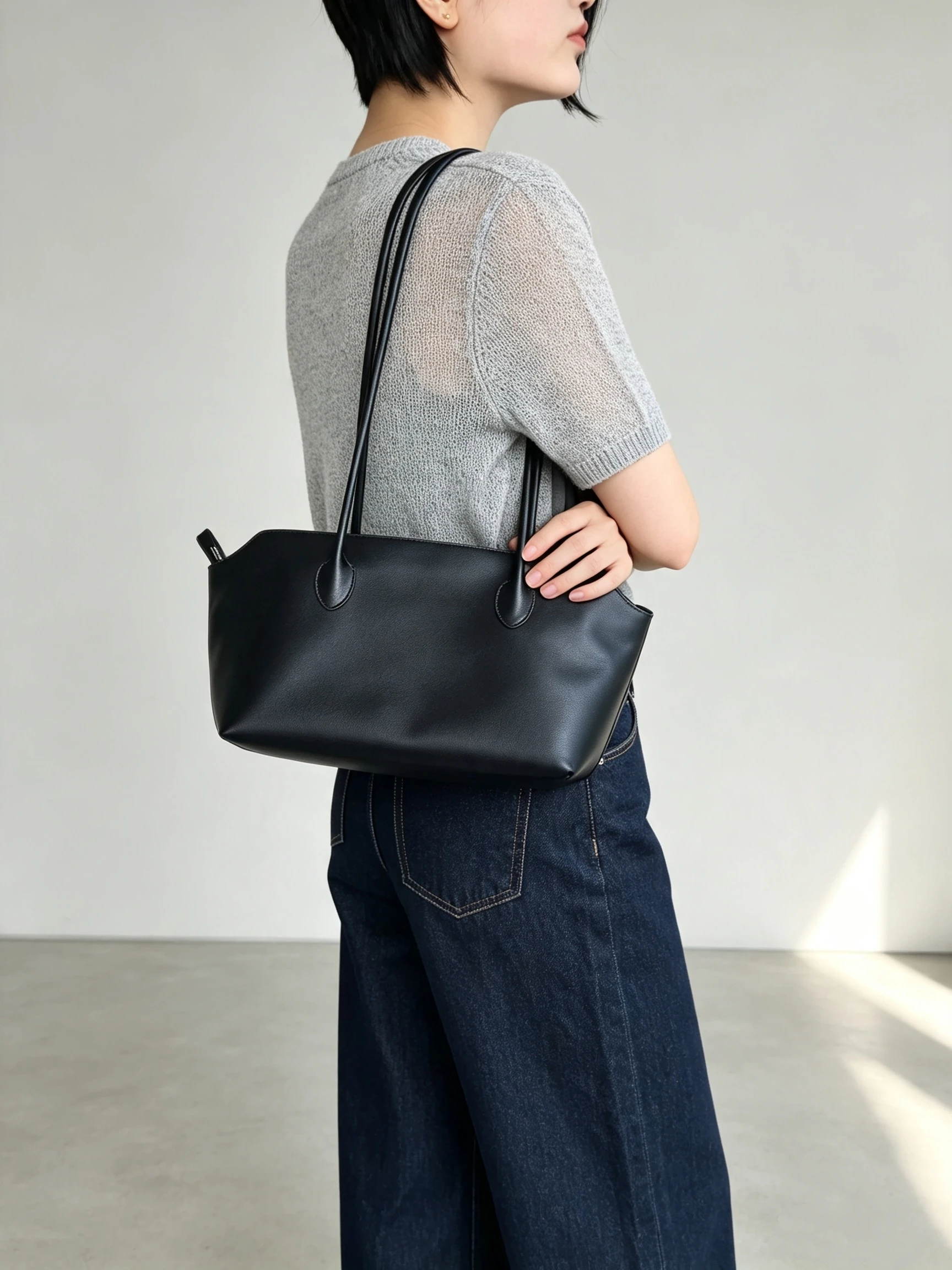 Women's Genuine Leather Tote Bag Long Handle Underarm Tote Bag Large Capacity Luxury Tote Bag  Minimalist Women's Tote Bag