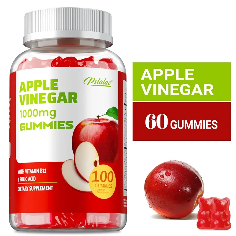 Vinagre de sidra de manzana, gomas de 1000 mg: ayuda a apoyar la función digestiva, producción energética y salud inmunológica, limpieza natural