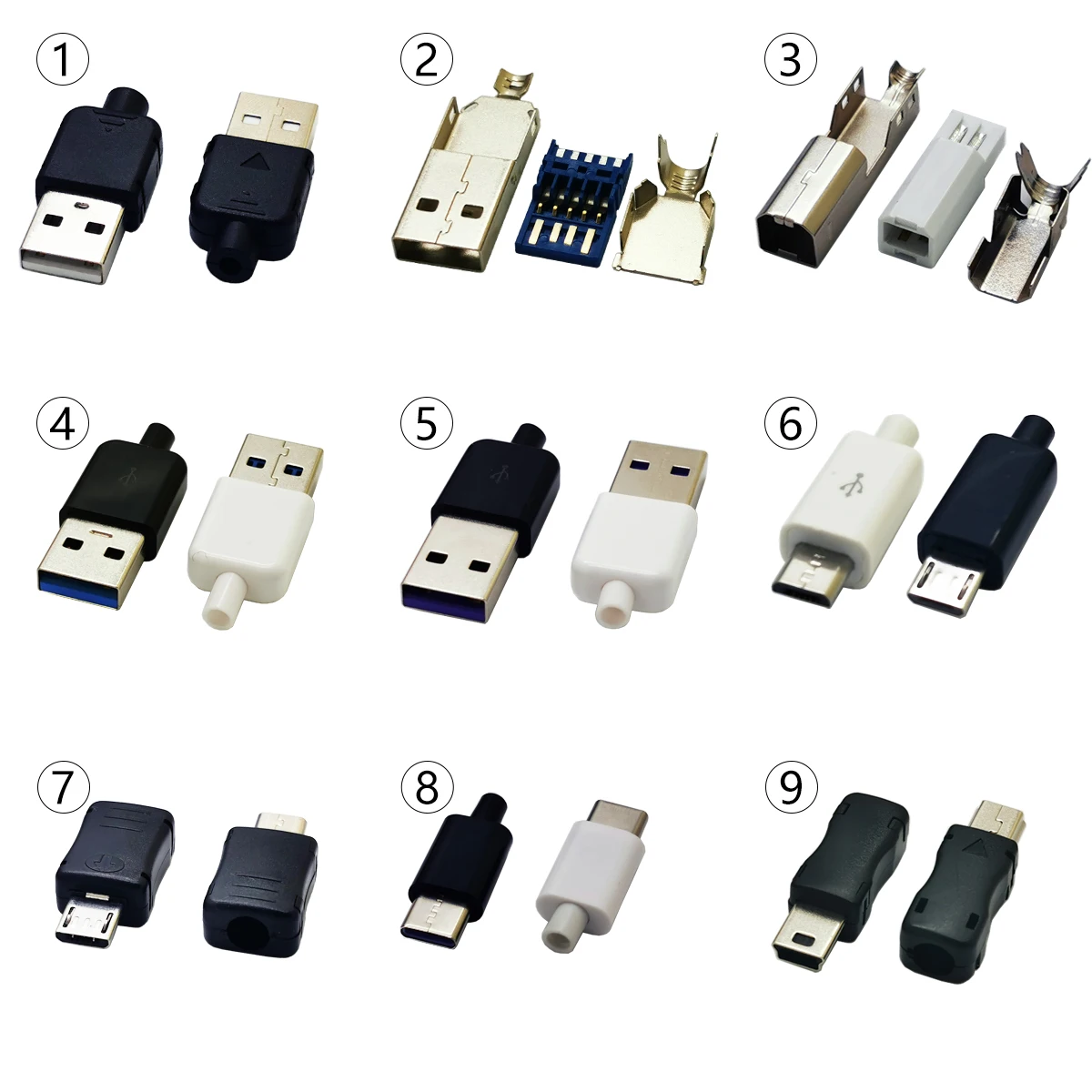 Conector USB de alta velocidad para bricolaje, Conector de soldadura tipo C, conector macho, toma de carga trasera de teléfono, Terminal eléctrico,