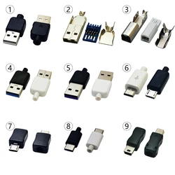 10Sets DIY High speed USB Connector Assembly Welding Type Type C Male Jack Phone Tail Charging Socket Electric Terminal