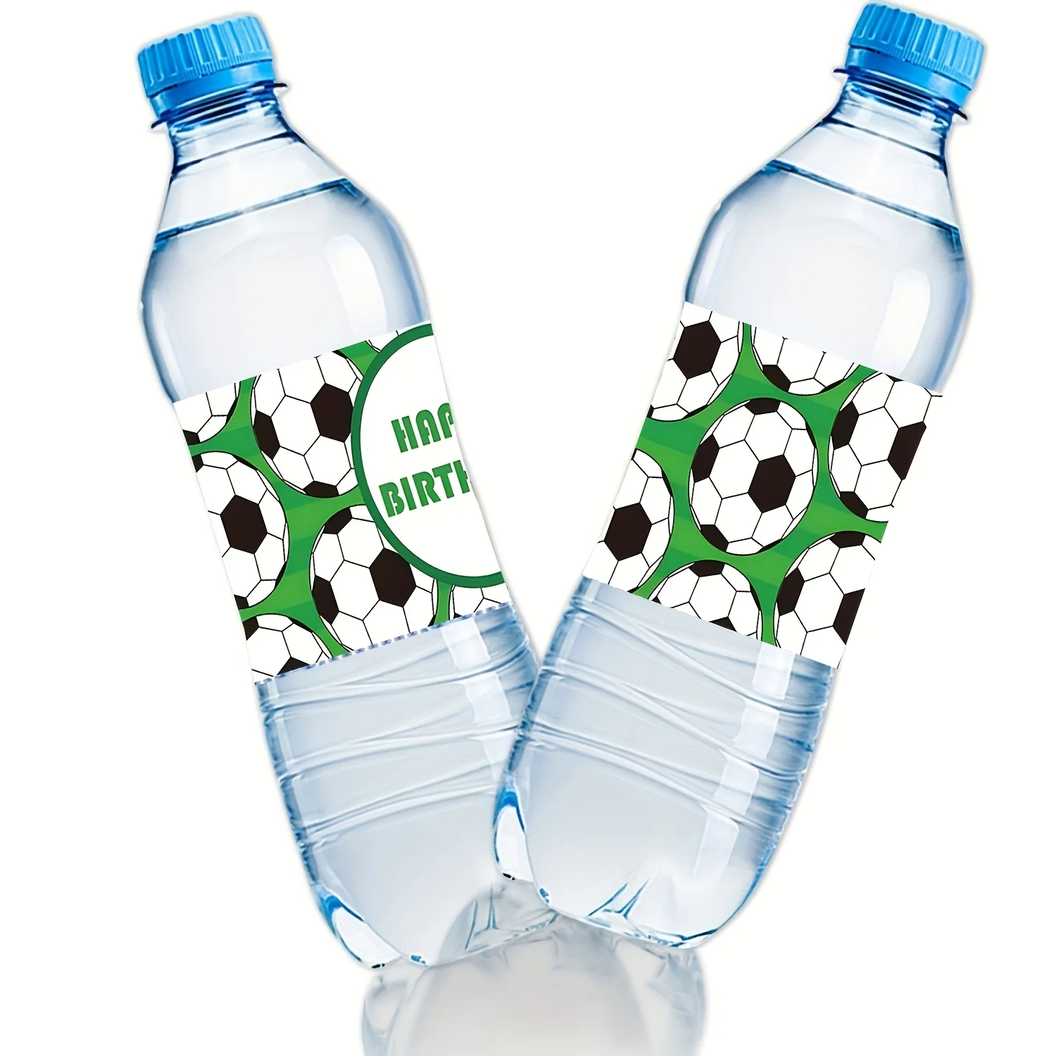24 Etiquetas Adhesivas Verdes para Botellas de Fútbol, Adhesivos con Temática de Fútbol para Fiestas Deportivas, Decoración para Fiestas de Cumpleaños con Temática de Fútbol