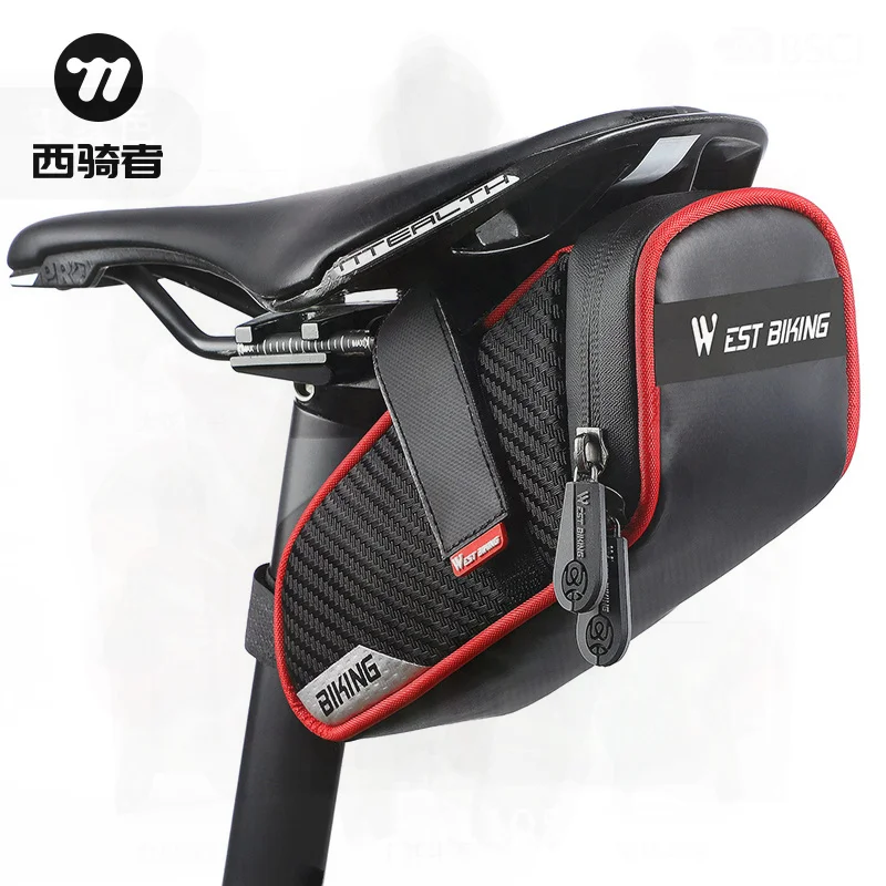 

WEST BIKING Saddle Bag Bicycle Tail Bag Splash-Proof Carrying Equipment for Mountain Road Cycling Black/Red Large/Small Size