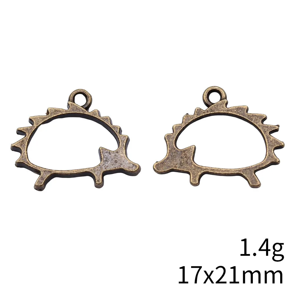 5pcs 17x21mm 2 Colors Antique Silver Color Antique Bronze Color Hollow Hedgehog Charms Handmade Jewelry Making Accessories