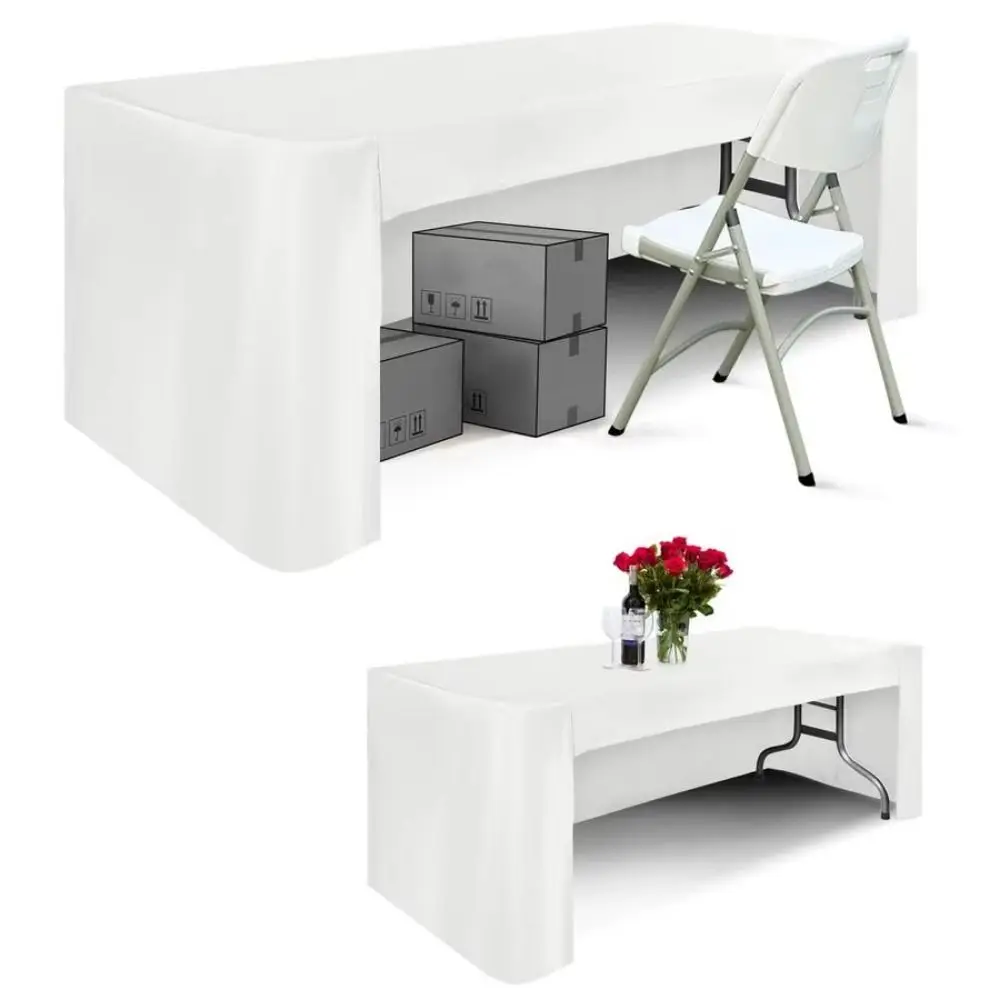Elegant 6FT Stretch Tablecloth Spandex Solid Color Table Cover Wrinkle Resistant Practical Sign-In Table Cloth Conference Table