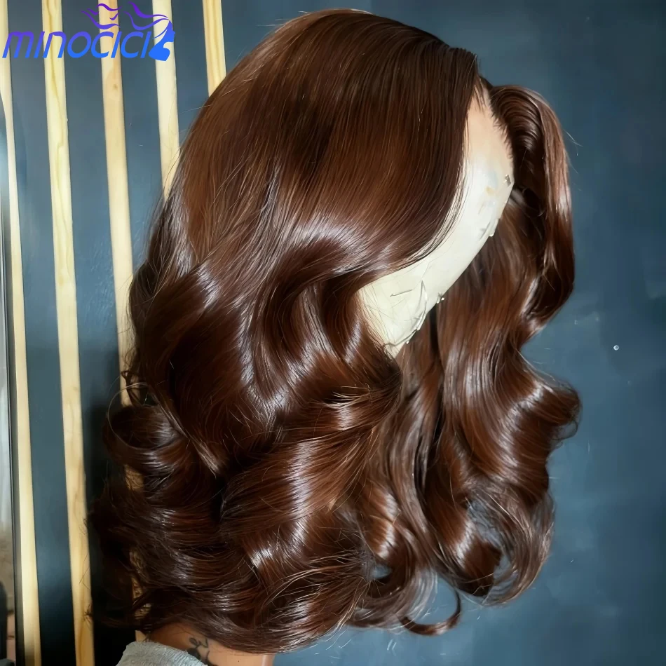 

Chocolate Brown Body Wave Human Hair Wigs 13X6 Hd Lace Frontal Wig 250 Density Colored Pre Plucked Brazilian Wig 100% Human Hair