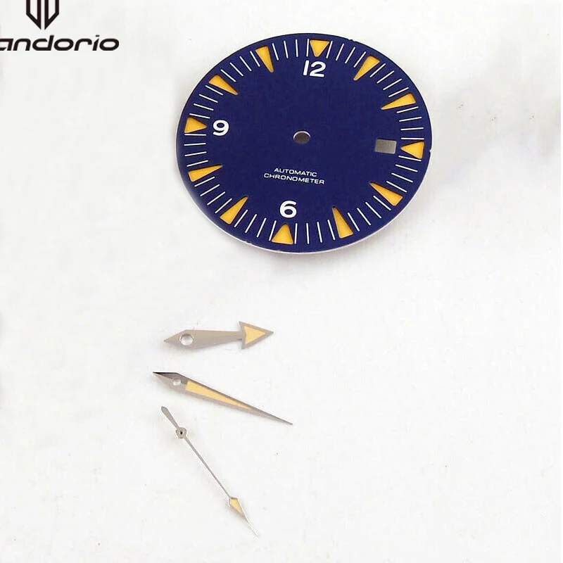 31mm Black/Blue Sterile Sandwich Watch Dial Face Hands Wristwatch Accessory Fit NH35 ETA2824 PT5000 Miyota82 Automatic Movement