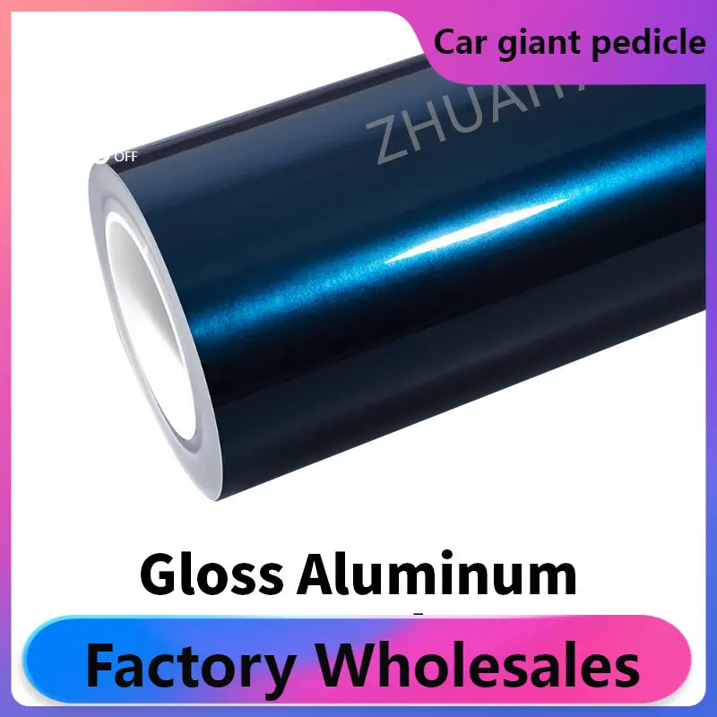 

ZHUAIYA Gloss Aluminum Deep Blue Vinyl Wrap film wrapping film bright 152*18m quality Warranty covering film voiture