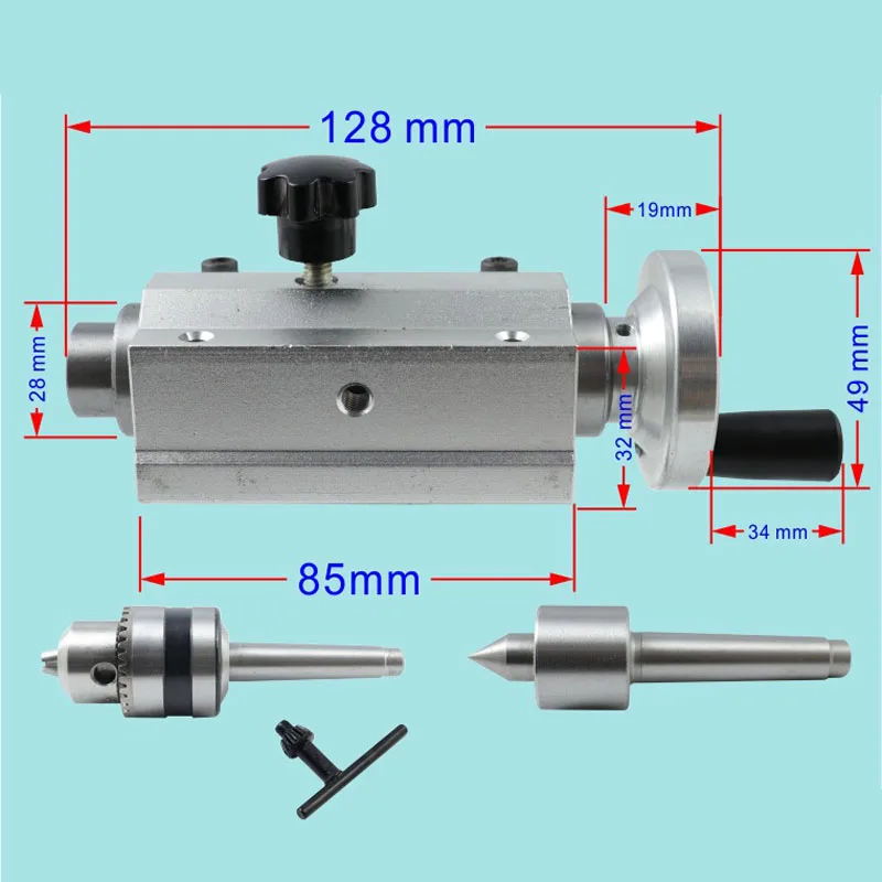 diy micro torno tailstock assembleia tailstock slider b12 drill chuck live beads maquina spindle set 01