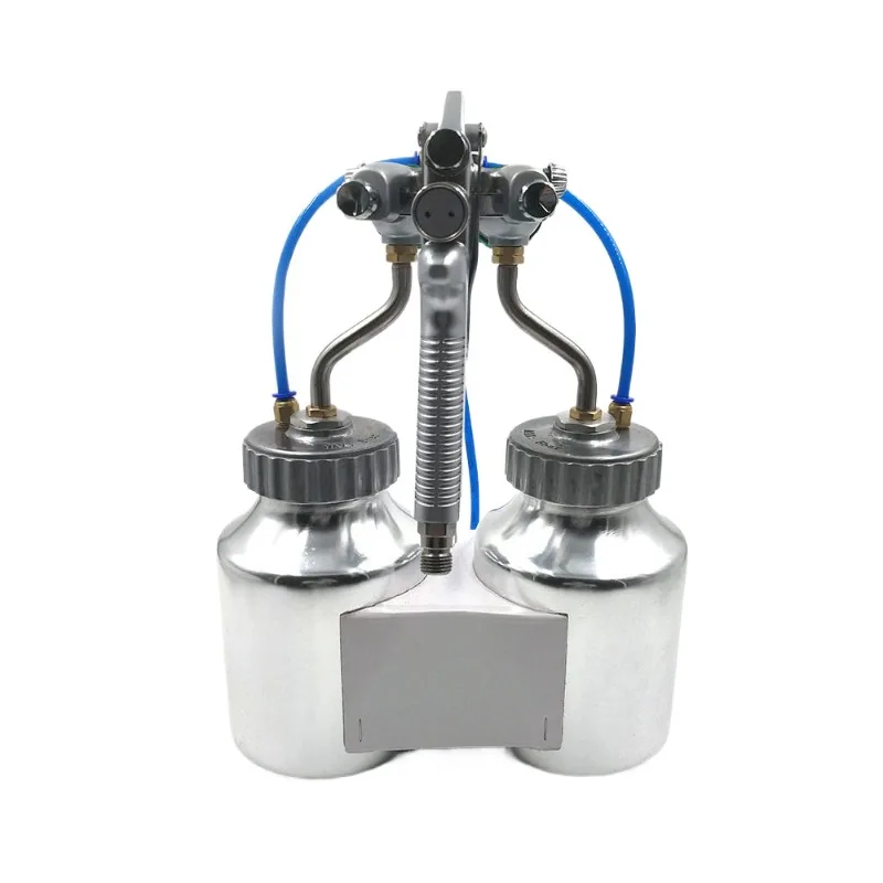1.3Mm caliber double-headed spray gun, two-component spray gun with 2 pots, internal pressurized HVLP spray gun
