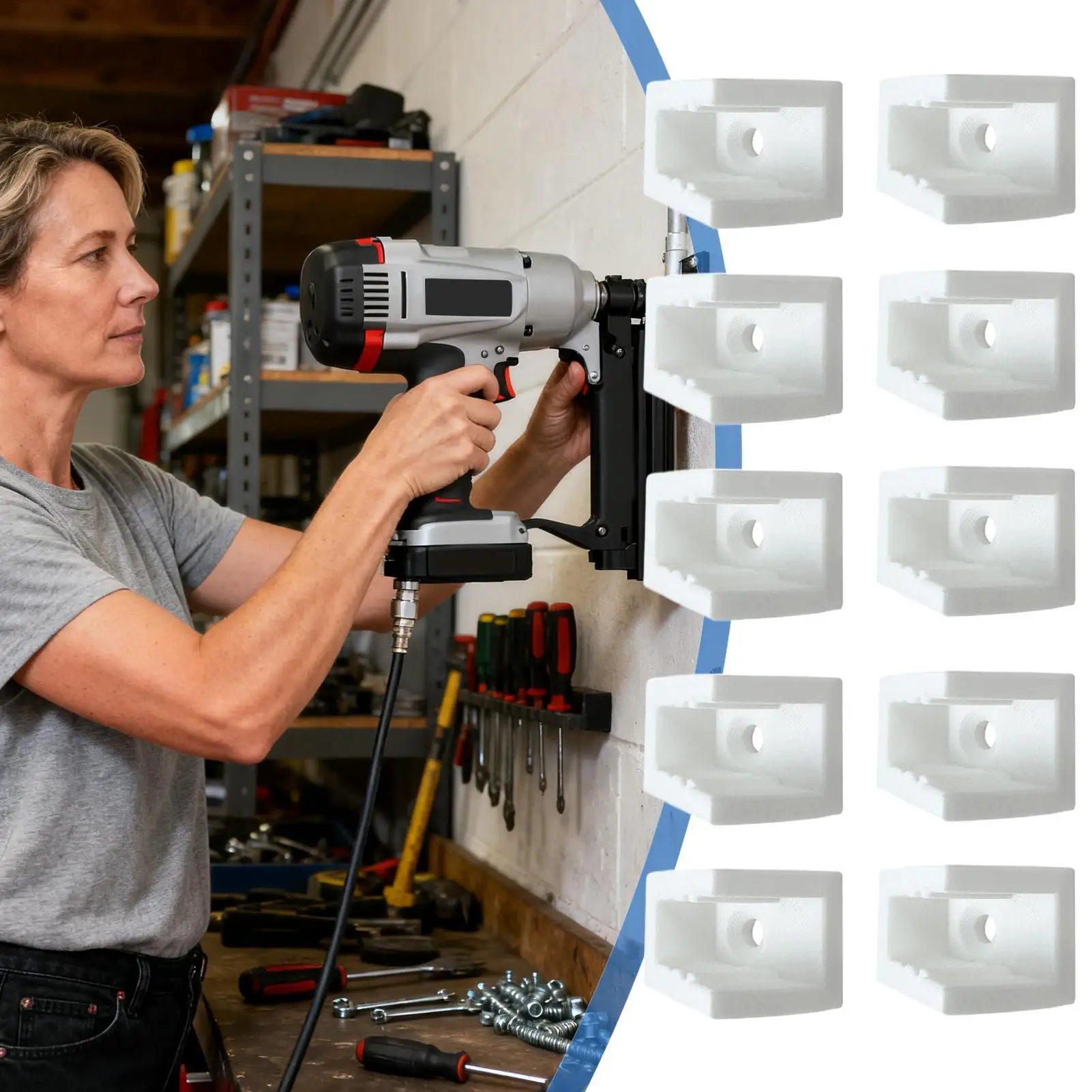 Werkzeugständer zur Wandmontage, 10-teilig, Reifendruckmesser, Aufhänger, Luftwerkzeug-Aufbewahrungshalter für Garage, Werkstatt, Autoreparatur, Autowäsche