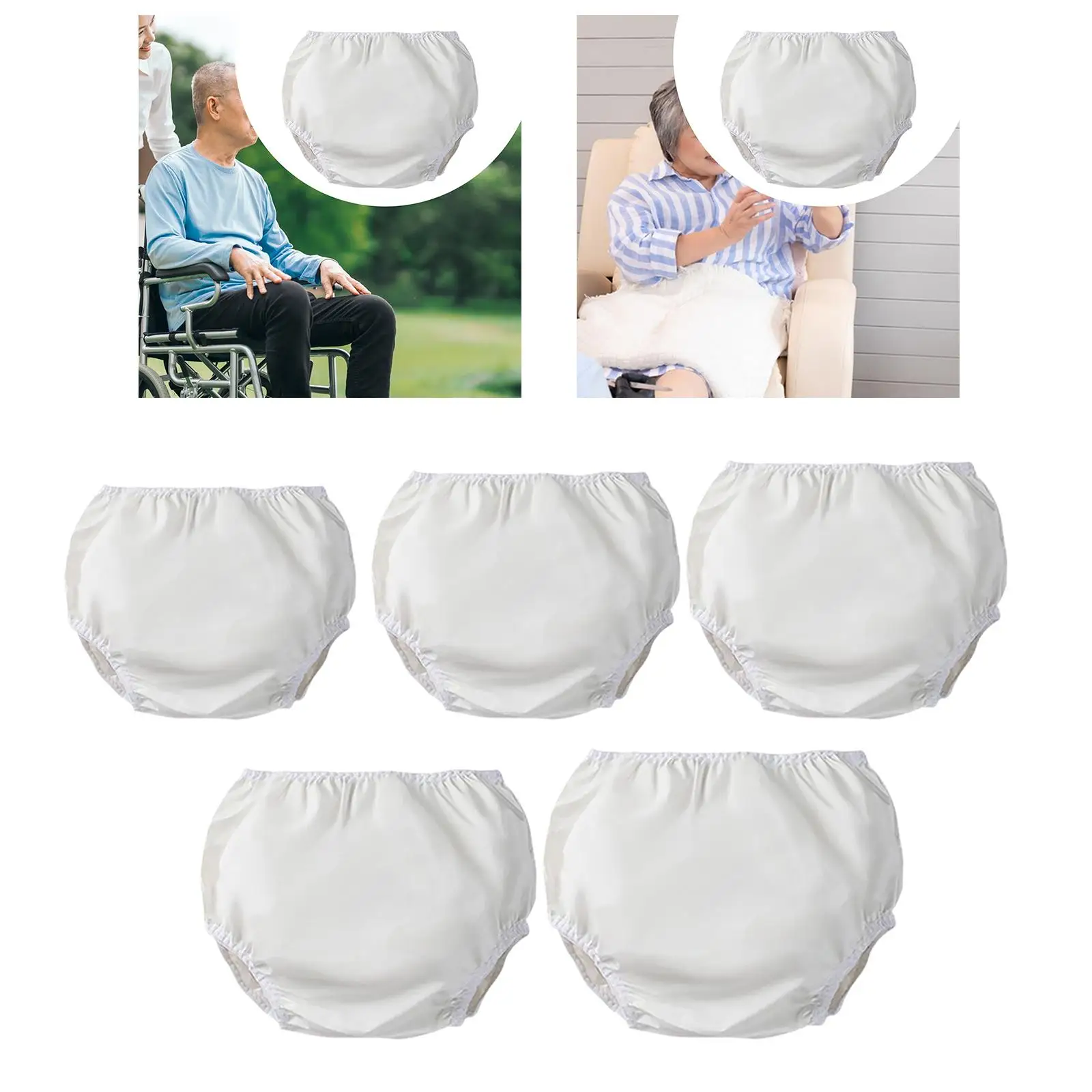 Leak Proof Adult Diaper Cover Pant Washable Waterproof Soft Briefs for Elderly Men Women Incontinence