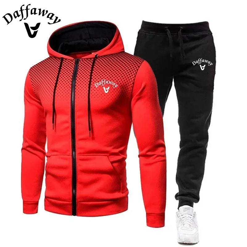 Men\'s autumn and winter zipper wool men\'s sportswear hooded sweatshirt pants sportswear two-piece set sportswear2024new